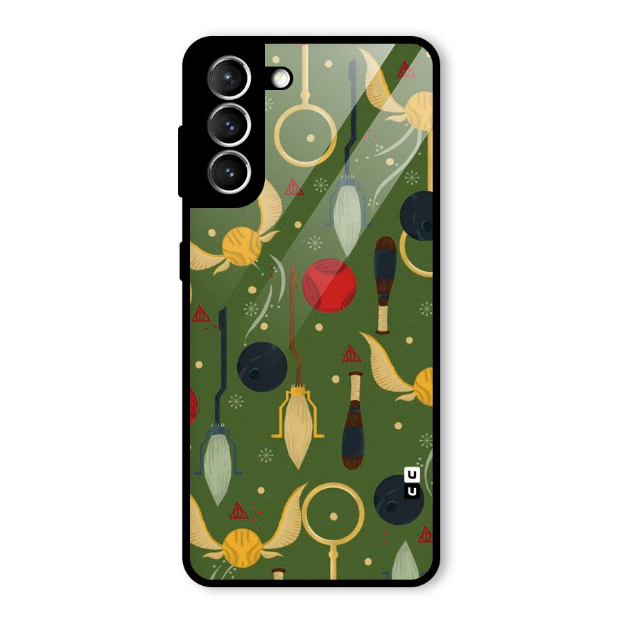 Flying Ball Pattern Glass Back Case for Galaxy S21 5G