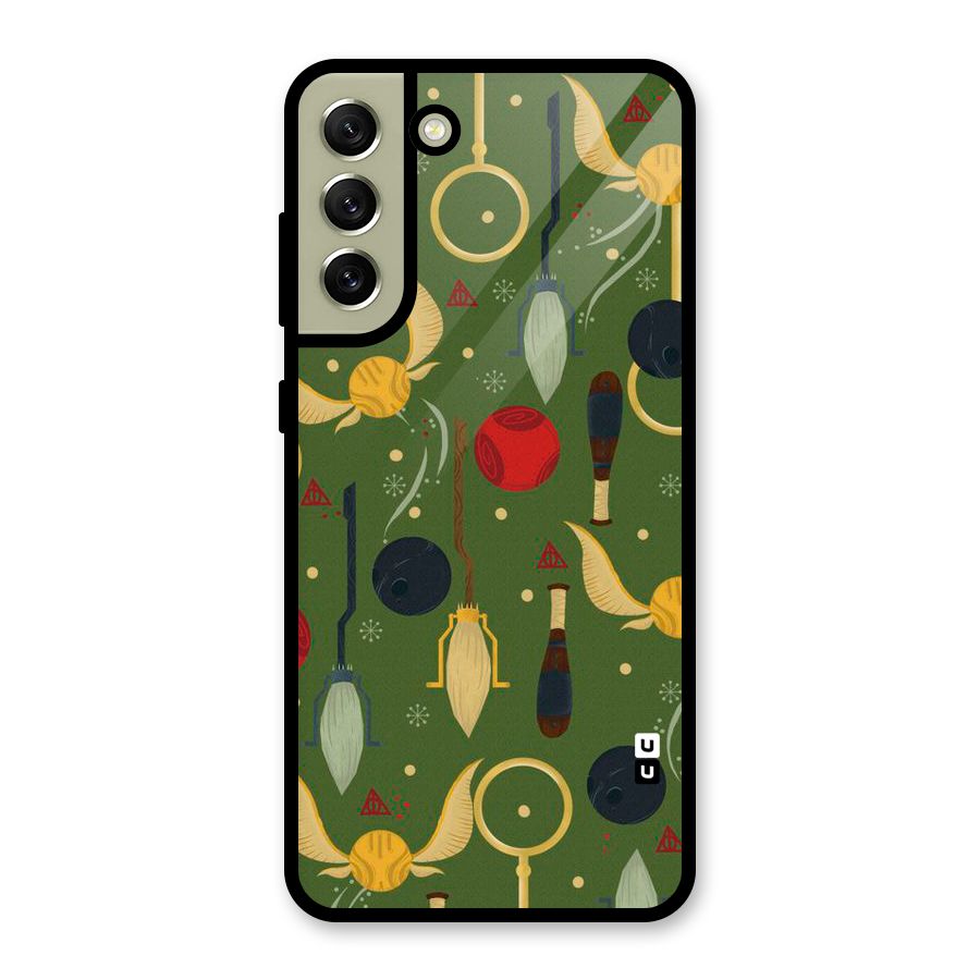 Flying Ball Pattern Glass Back Case for Galaxy S21 FE 5G