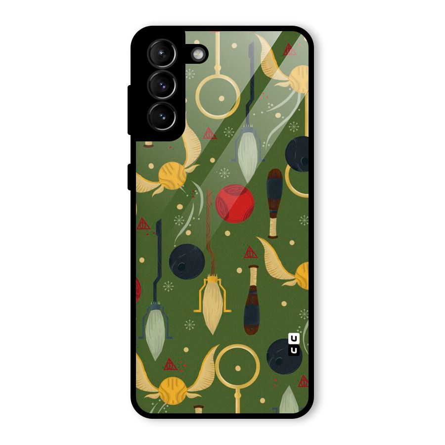 Flying Ball Pattern Glass Back Case for Galaxy S21 Plus