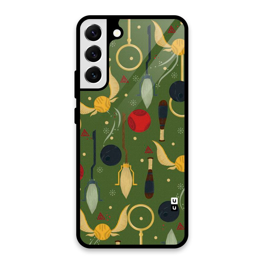 Flying Ball Pattern Glass Back Case for Galaxy S22 Plus 5G