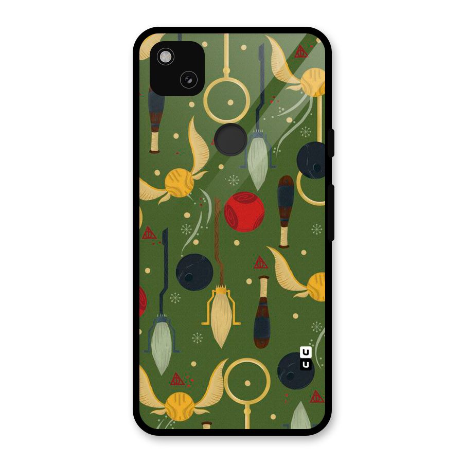 Flying Ball Pattern Glass Back Case for Google Pixel 4a