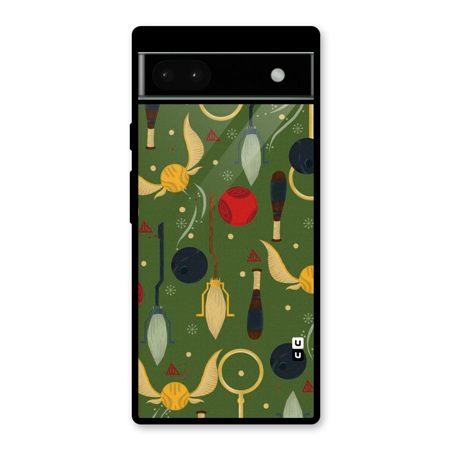 Flying Ball Pattern Glass Back Case for Google Pixel 6a