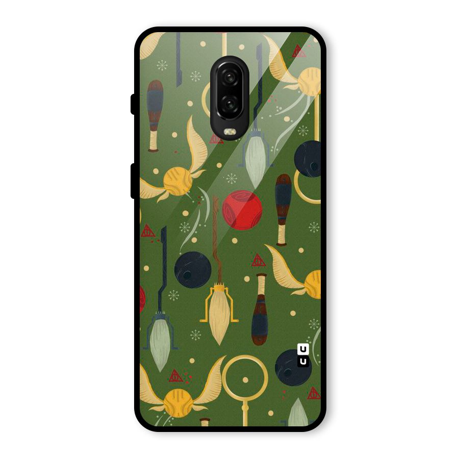 Flying Ball Pattern Glass Back Case for OnePlus 6T
