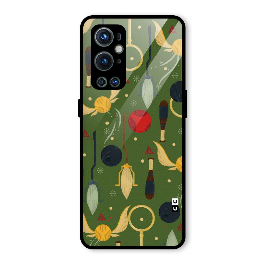 Flying Ball Pattern Glass Back Case for OnePlus 9 Pro