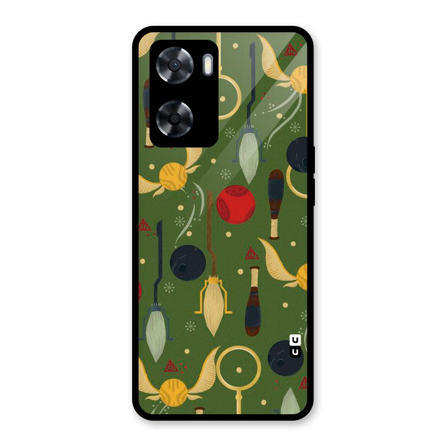 Flying Ball Pattern Glass Back Case for Oppo A57 2022