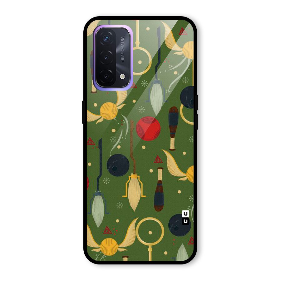 Flying Ball Pattern Glass Back Case for Oppo A74 5G