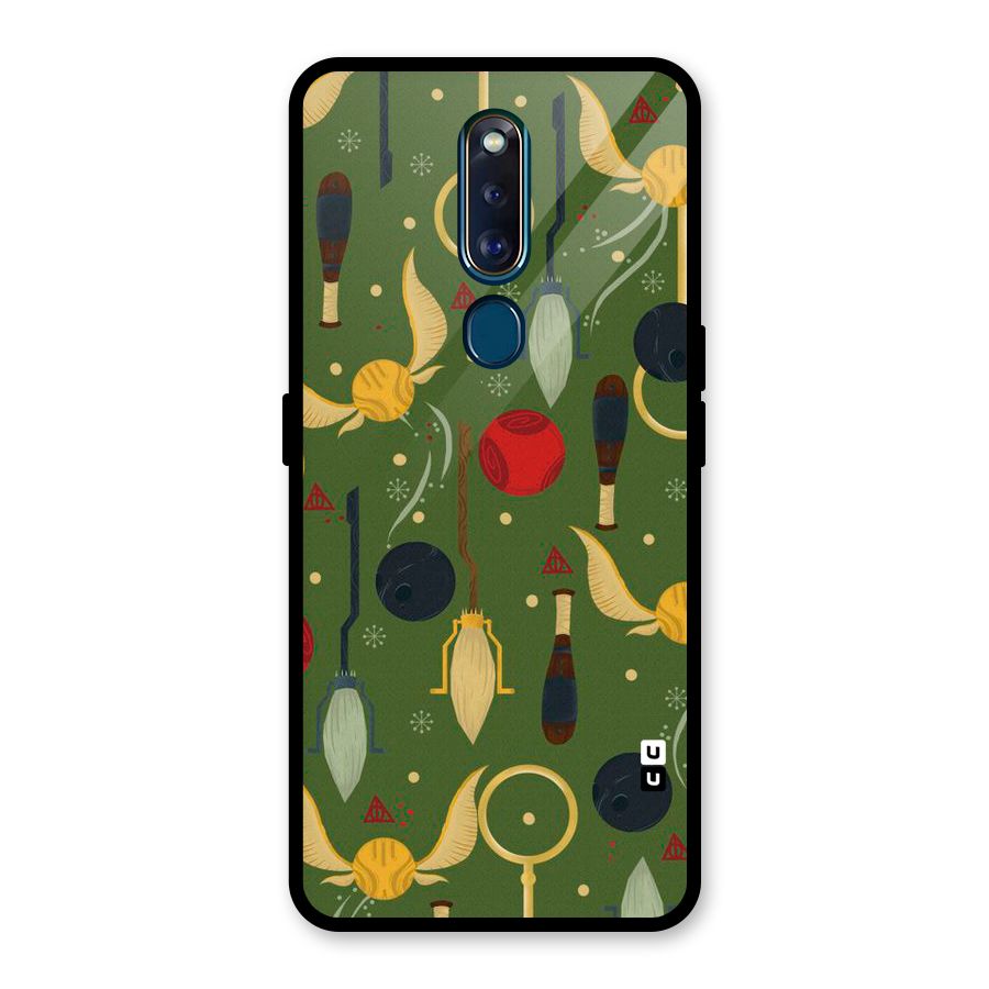 Flying Ball Pattern Glass Back Case for Oppo F11 Pro