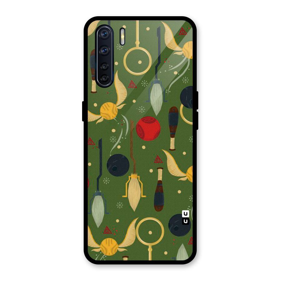 Flying Ball Pattern Glass Back Case for Oppo F15