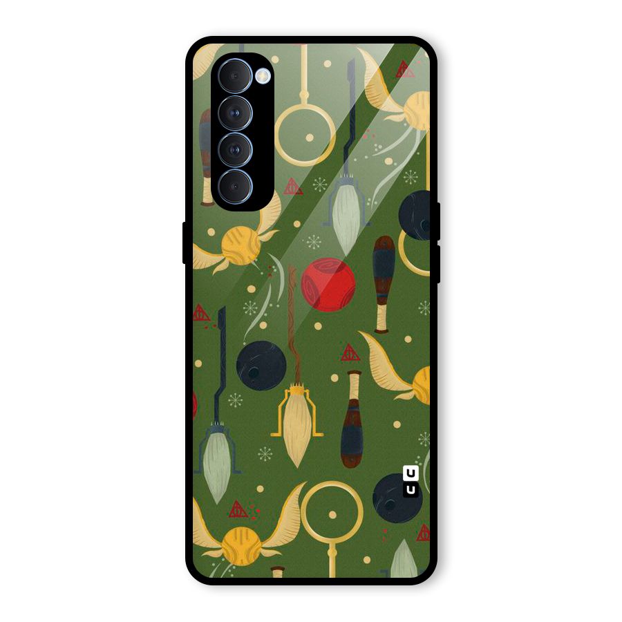 Flying Ball Pattern Glass Back Case for Oppo Reno4 Pro