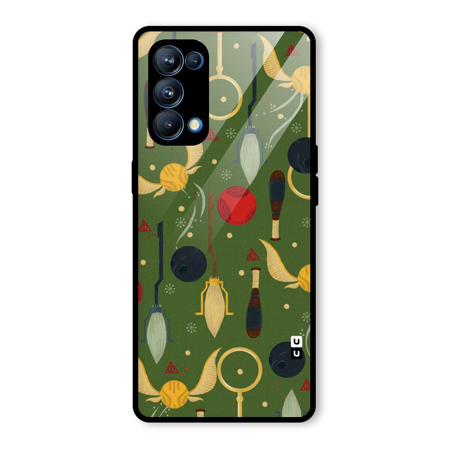 Flying Ball Pattern Glass Back Case for Oppo Reno5 Pro 5G