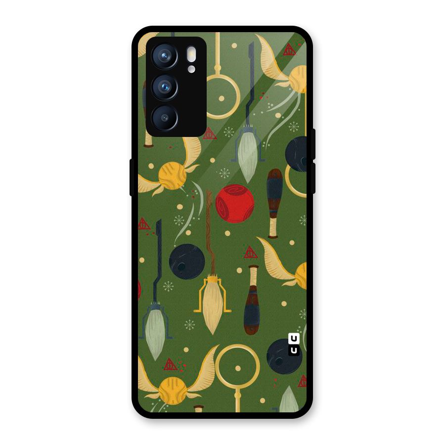 Flying Ball Pattern Glass Back Case for Oppo Reno6 5G