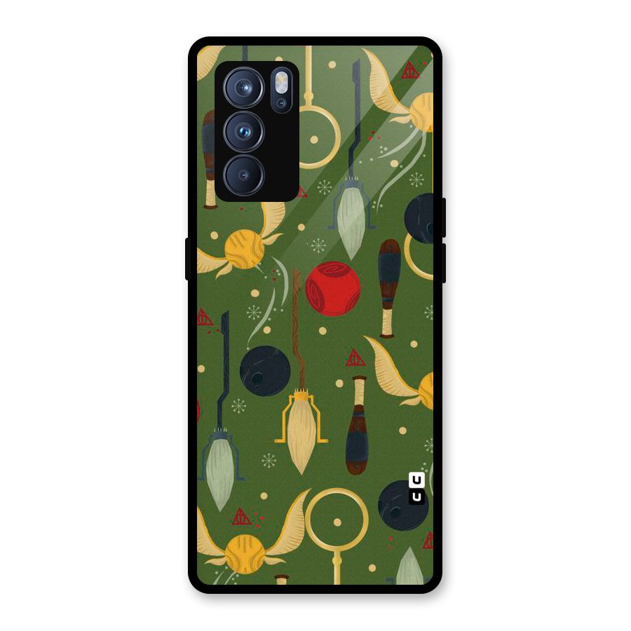 Flying Ball Pattern Glass Back Case for Oppo Reno6 Pro 5G