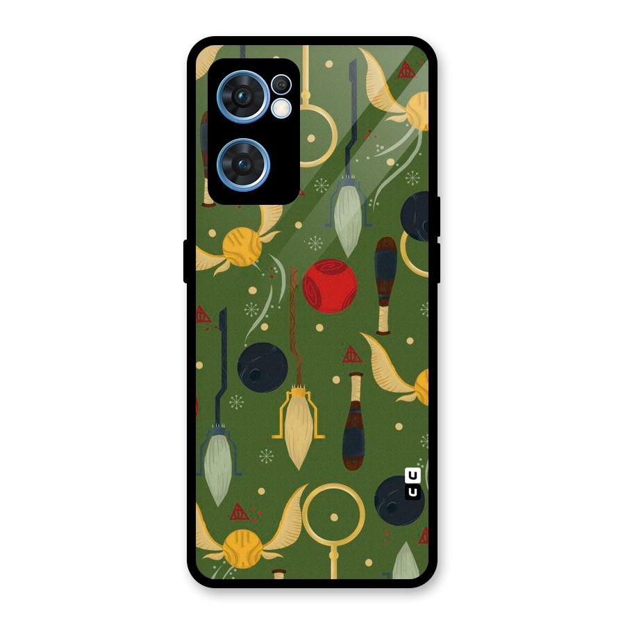 Flying Ball Pattern Glass Back Case for Oppo Reno7 5G