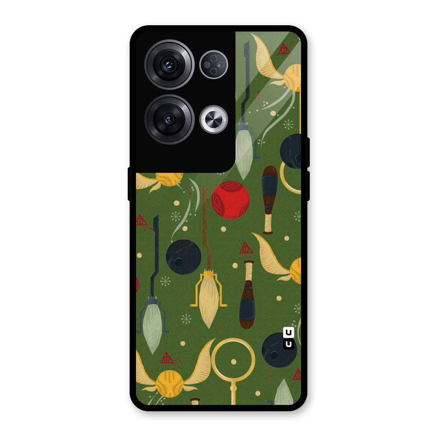 Flying Ball Pattern Glass Back Case for Oppo Reno8 Pro 5G
