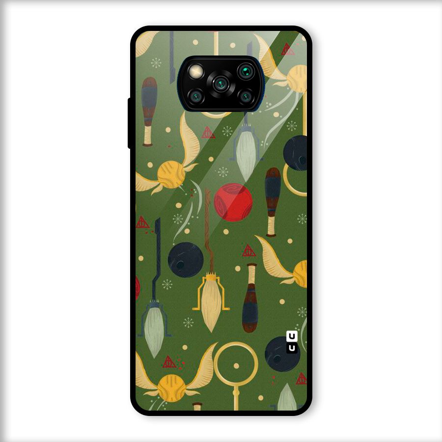 Flying Ball Pattern Glass Back Case for Poco X3