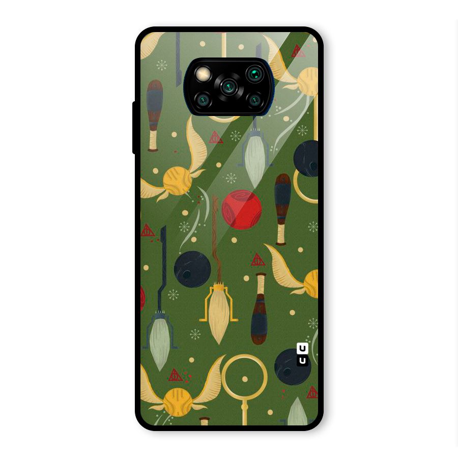 Flying Ball Pattern Glass Back Case for Poco X3 Pro