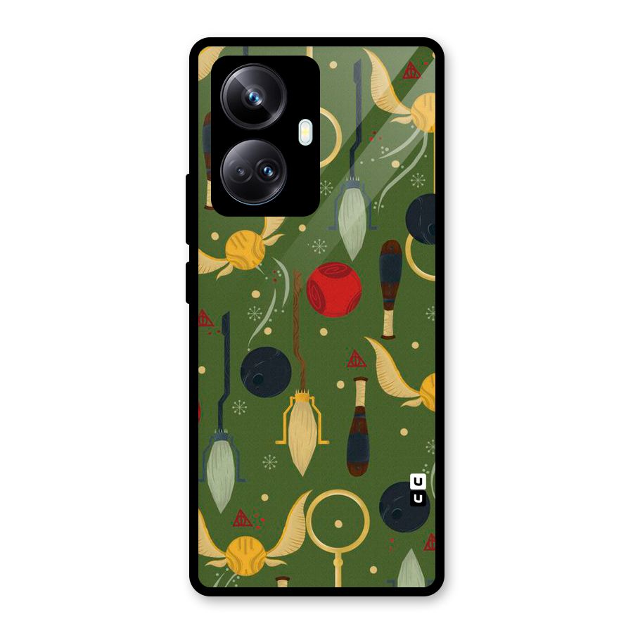 Flying Ball Pattern Glass Back Case for Realme 10 Pro Plus