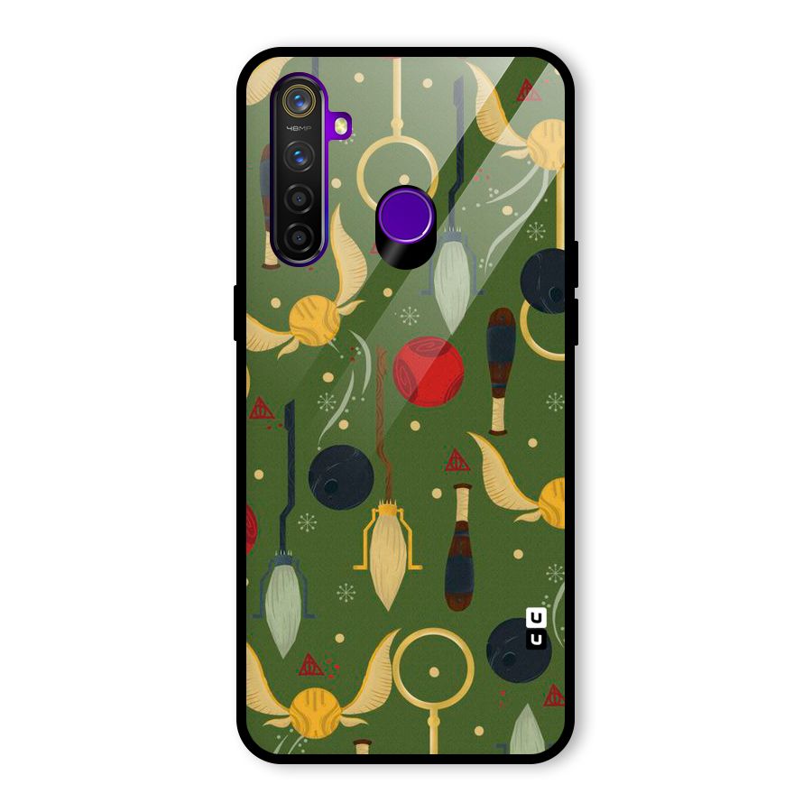 Flying Ball Pattern Glass Back Case for Realme 5 Pro