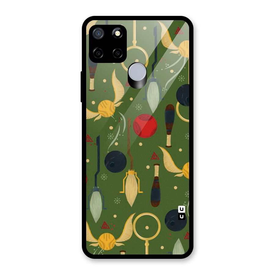 Flying Ball Pattern Glass Back Case for Realme C12