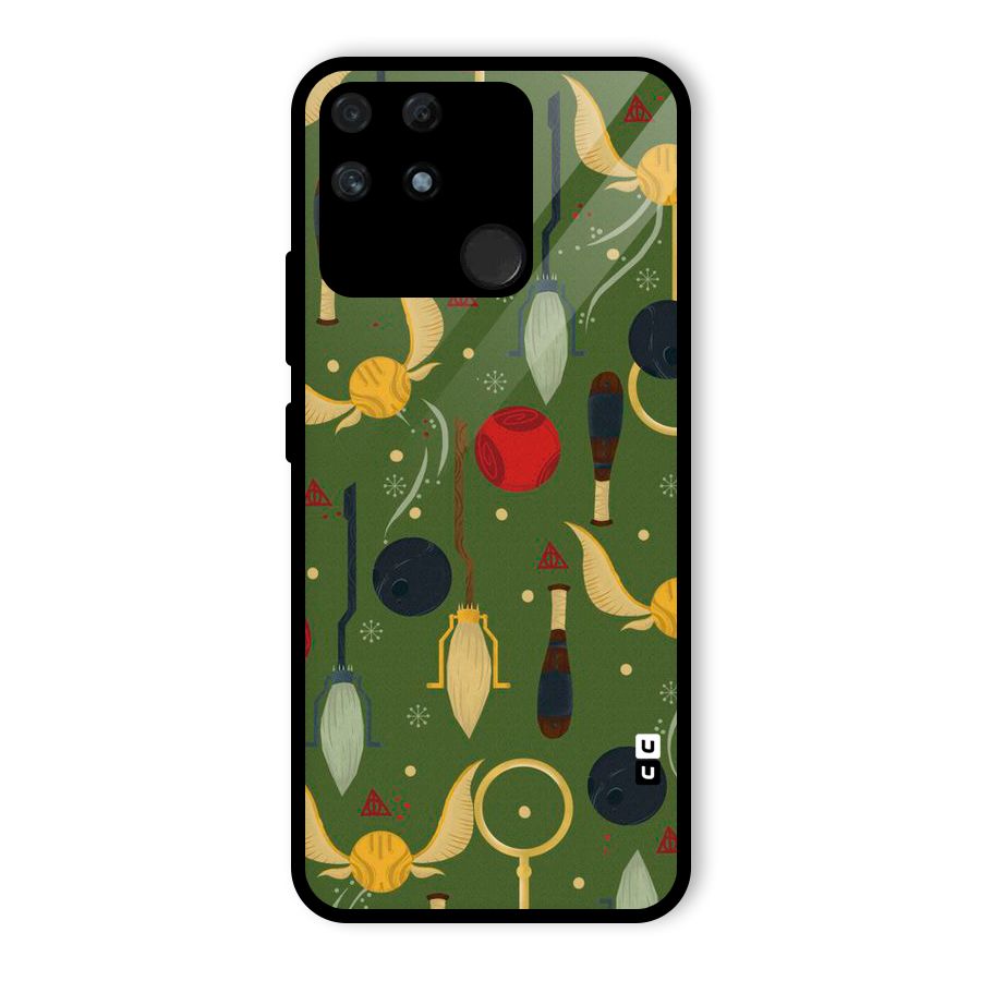 Flying Ball Pattern Glass Back Case for Realme Narzo 50A