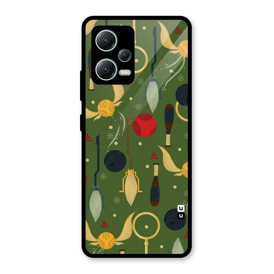 Flying Ball Pattern Glass Back Case for Redmi Note 12 5G