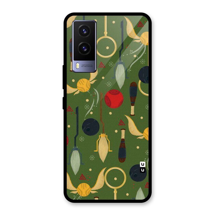 Flying Ball Pattern Glass Back Case for Vivo V21e 5G