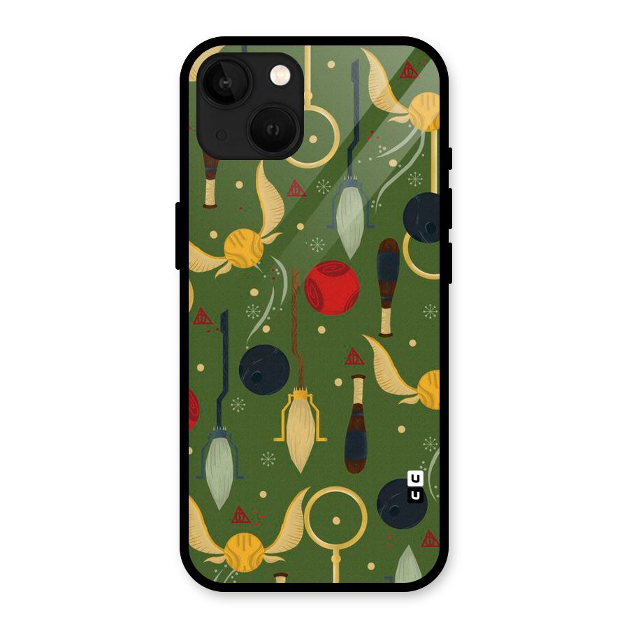 Flying Ball Pattern Glass Back Case for iPhone 13