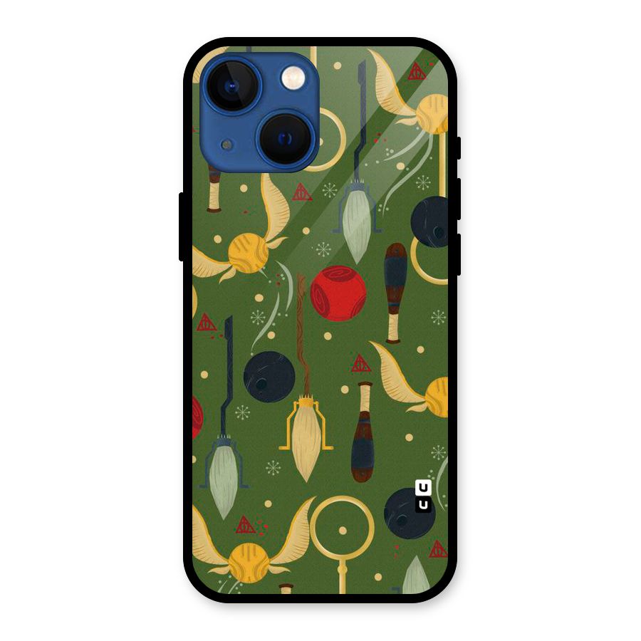 Flying Ball Pattern Glass Back Case for iPhone 13 Mini