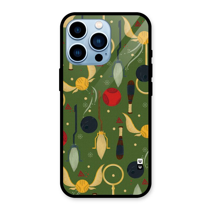 Flying Ball Pattern Glass Back Case for iPhone 13 Pro