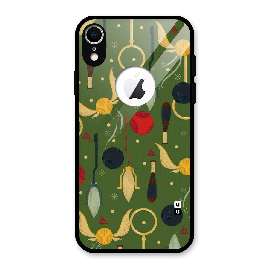Flying Ball Pattern Glass Back Case for iPhone XR Logo Cut