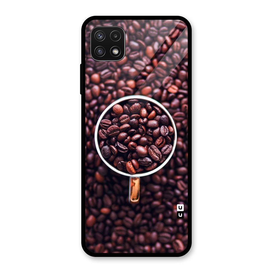 Focus Coffee Beans Glass Back Case for Galaxy A22 5G