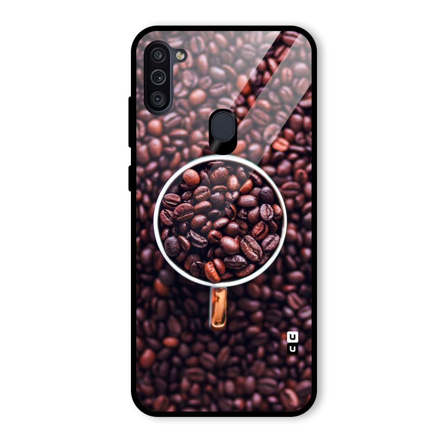 Focus Coffee Beans Glass Back Case for Galaxy M11