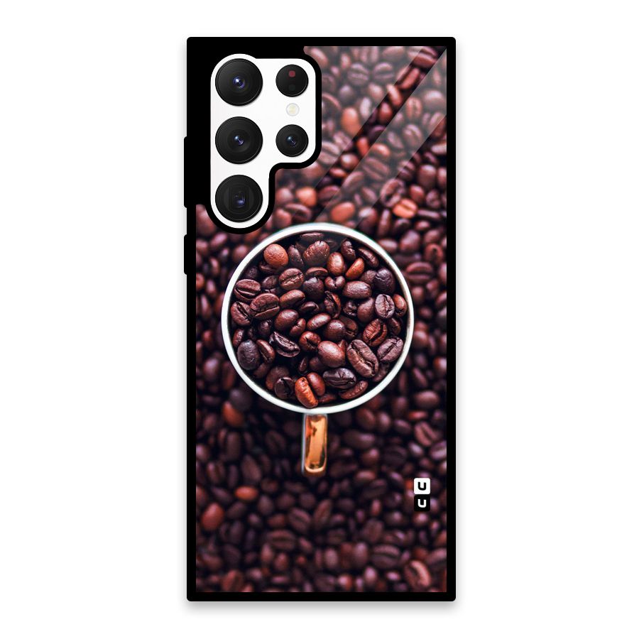Focus Coffee Beans Glass Back Case for Galaxy S22 Ultra 5G
