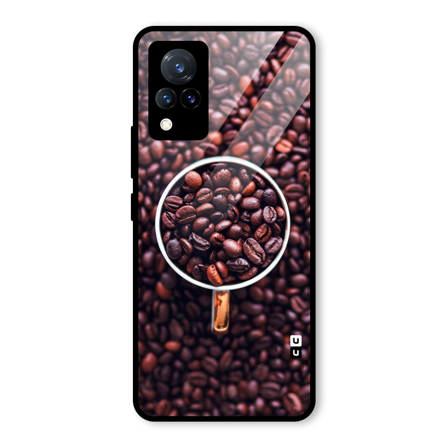 Focus Coffee Beans Glass Back Case for Vivo V21 5G