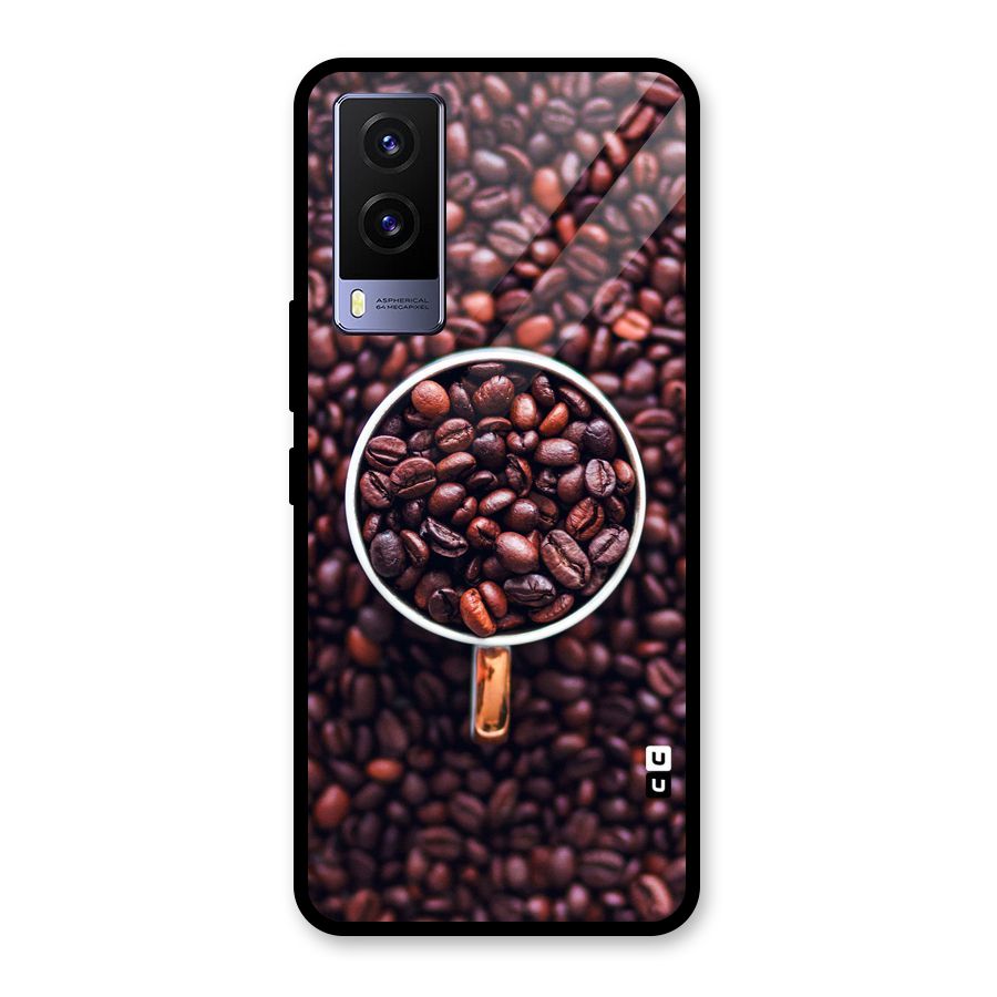 Focus Coffee Beans Glass Back Case for Vivo V21e 5G
