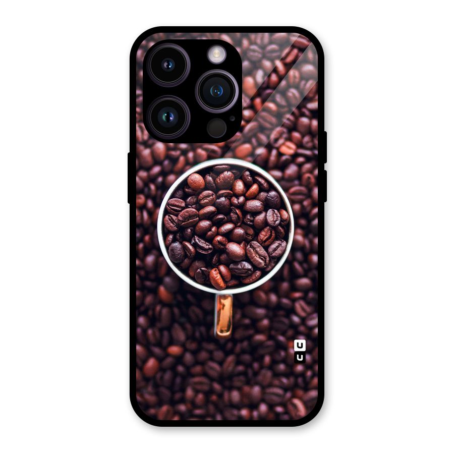 Focus Coffee Beans Glass Back Case for iPhone 14 Pro