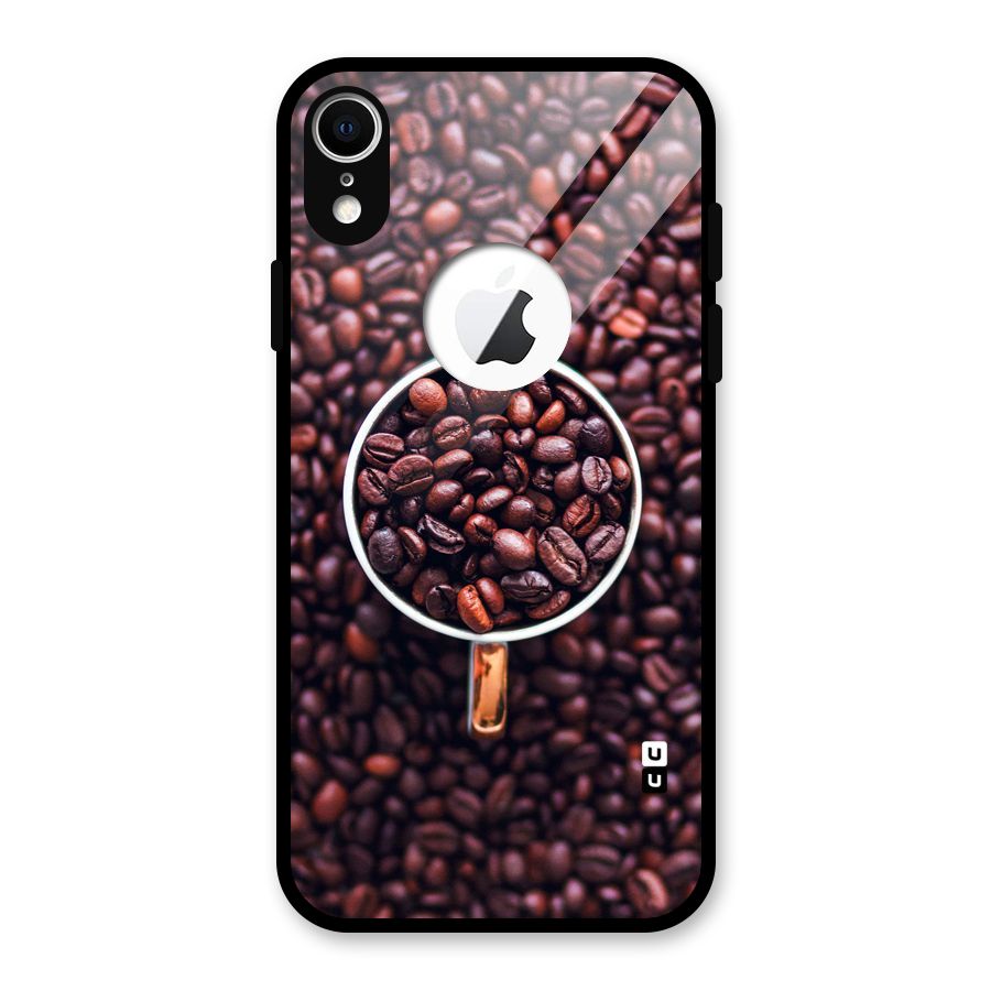 Focus Coffee Beans Glass Back Case for iPhone XR Logo Cut