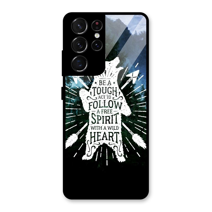 Follow Spirit Heart Glass Back Case for Galaxy S21 Ultra 5G