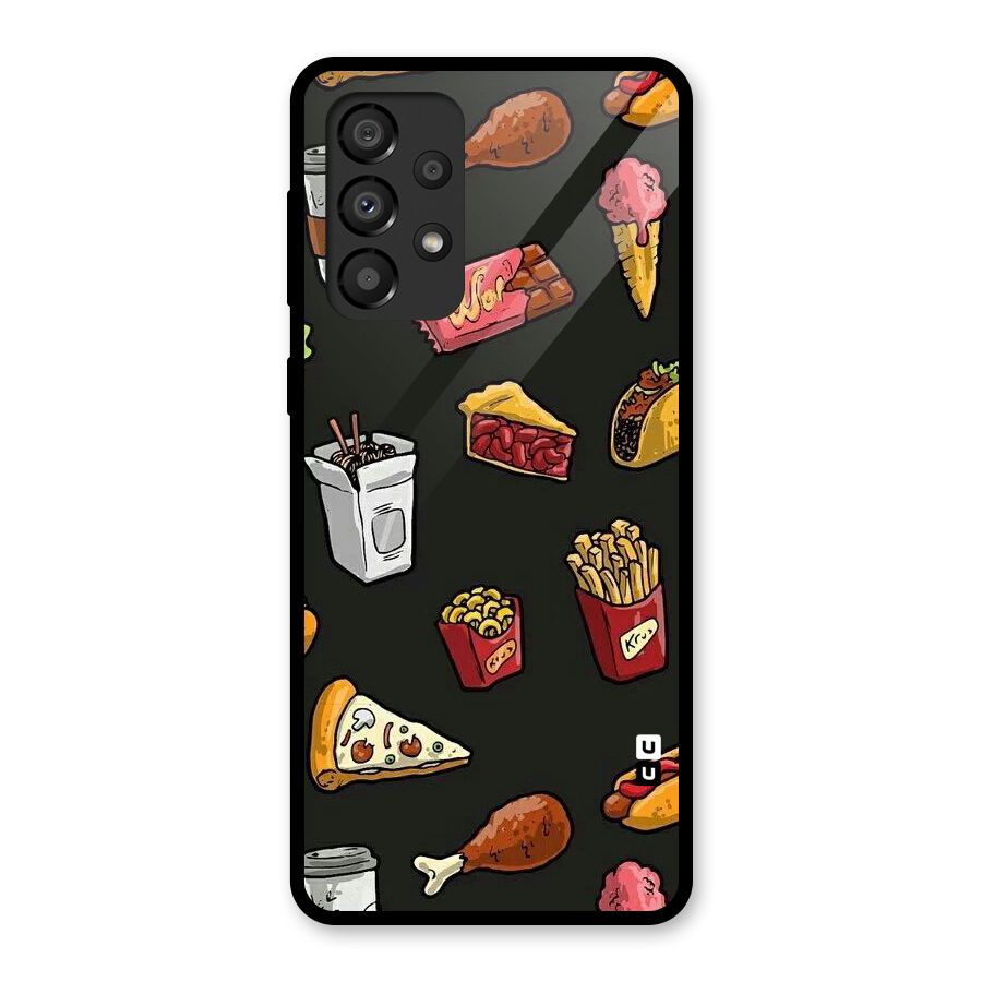 Foodie Pattern Glass Back Case for Galaxy A33 5G