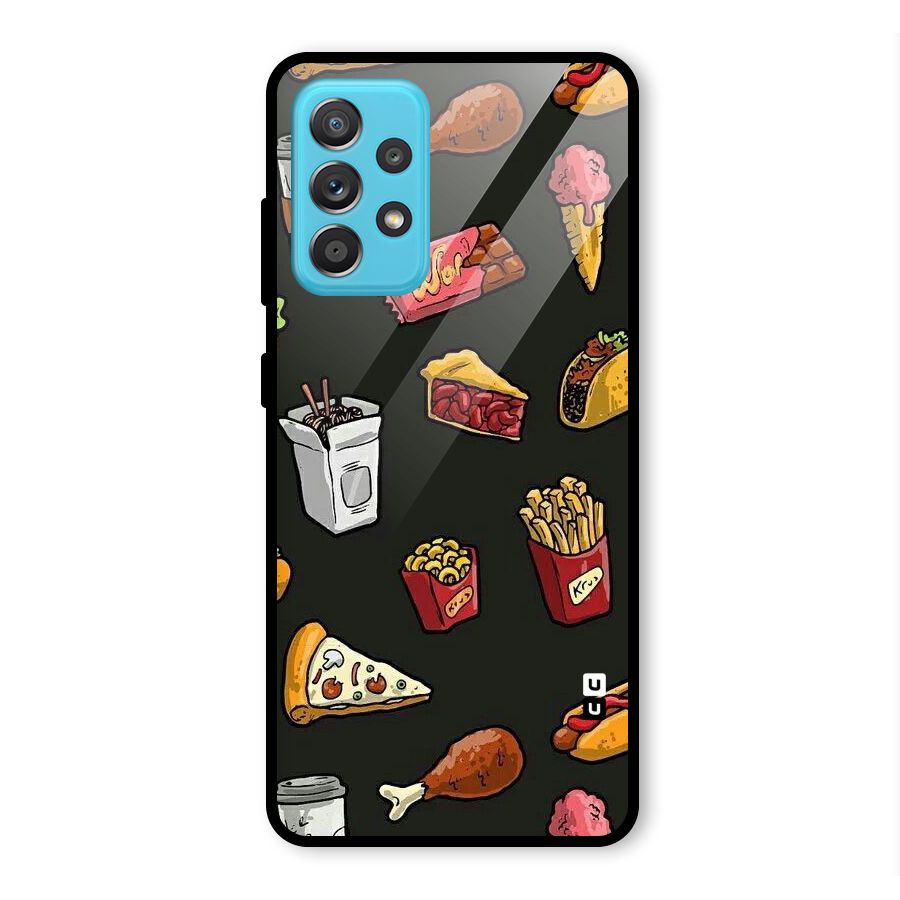 Foodie Pattern Glass Back Case for Galaxy A52s 5G