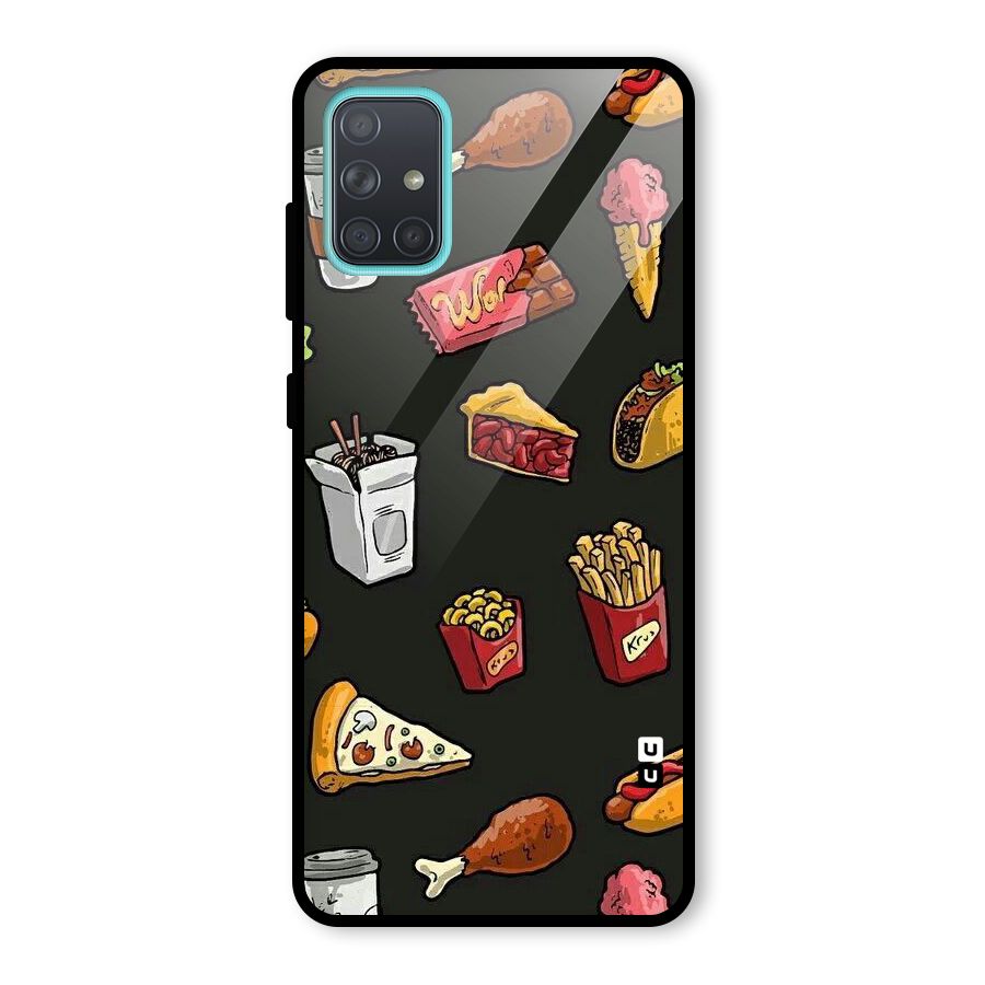 Foodie Pattern Glass Back Case for Galaxy A71