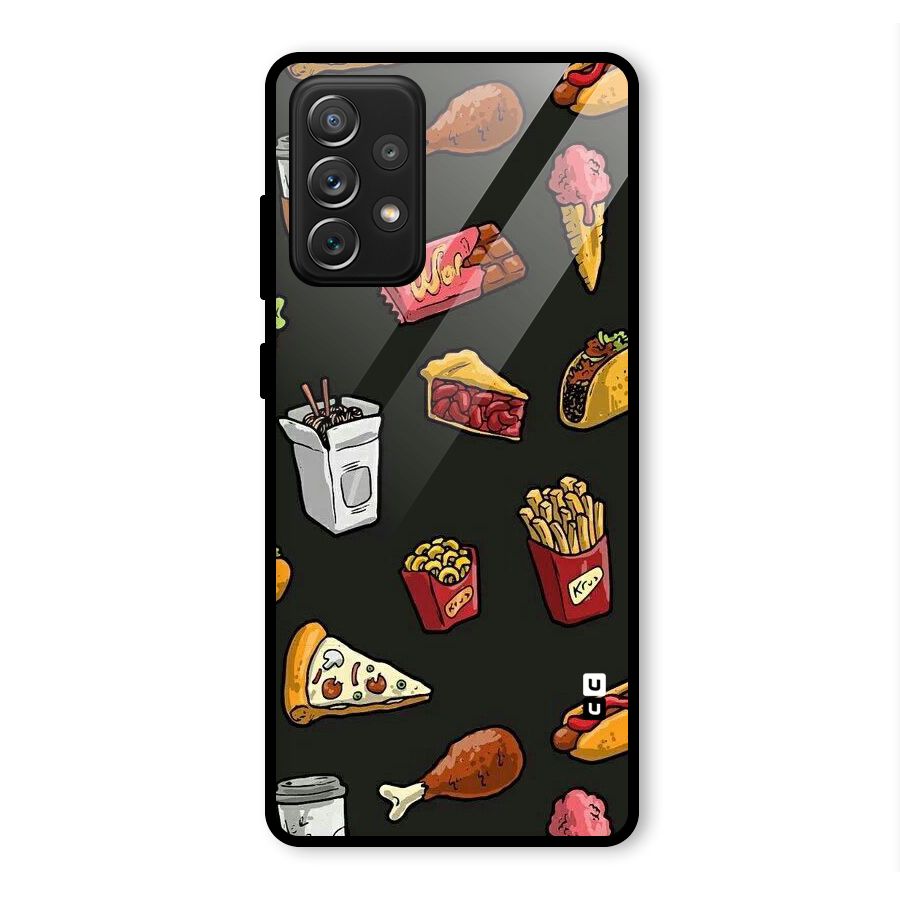 Foodie Pattern Glass Back Case for Galaxy A72