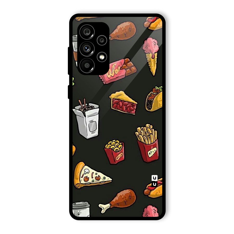 Foodie Pattern Glass Back Case for Galaxy A73 5G