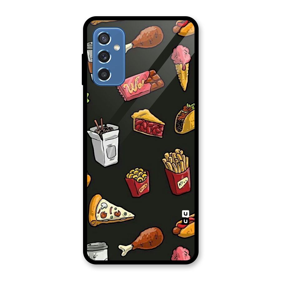 Foodie Pattern Glass Back Case for Galaxy M52 5G