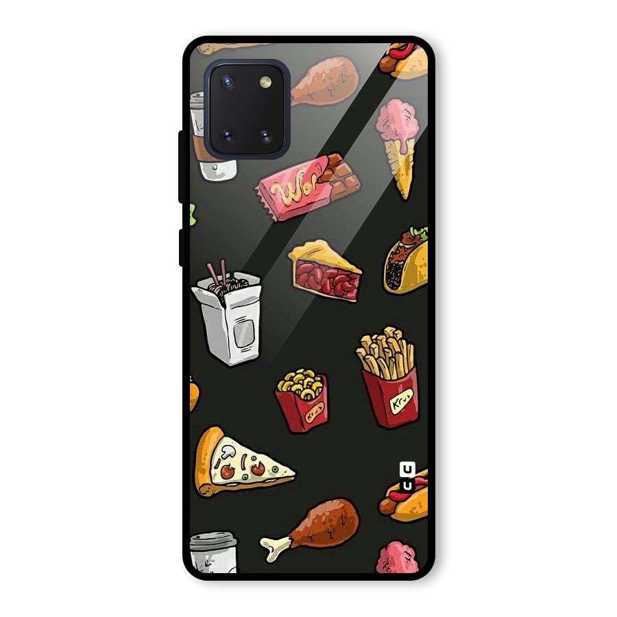 Foodie Pattern Glass Back Case for Galaxy Note 10 Lite
