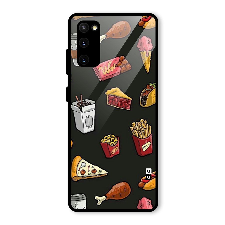 Foodie Pattern Glass Back Case for Galaxy S20 FE