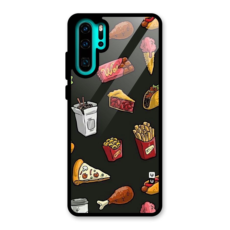 Foodie Pattern Glass Back Case for Huawei P30 Pro