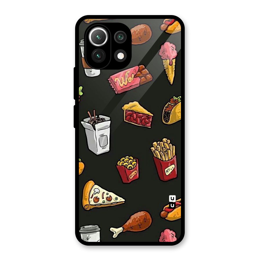 Foodie Pattern Glass Back Case for Mi 11 Lite