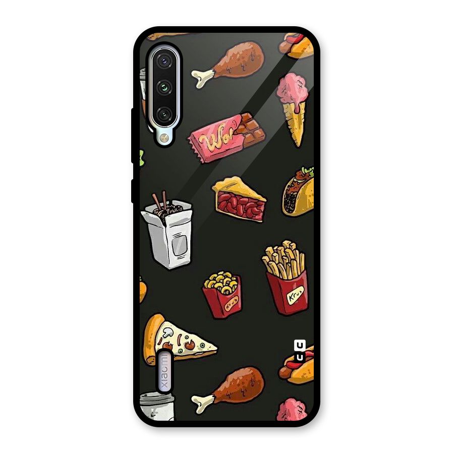 Foodie Pattern Glass Back Case for Mi A3
