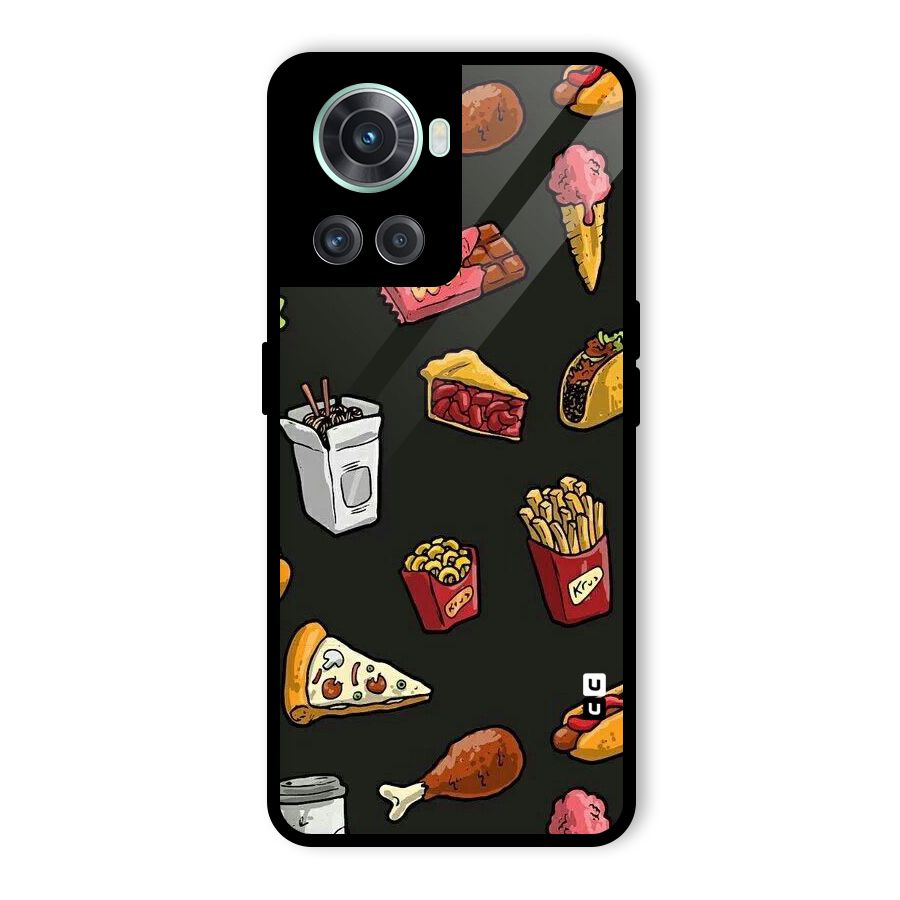Foodie Pattern Glass Back Case for OnePlus 10R
